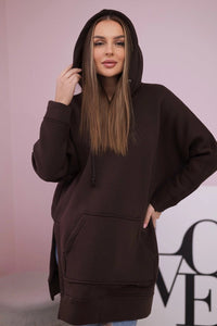 Insulated sweatshirt with slits on the sides 9319 / – Brown цвет / color | Lexline Fashion