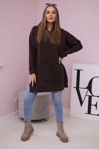 Insulated sweatshirt with slits on the sides 9319 / – Brown цвет / color | Lexline Fashion