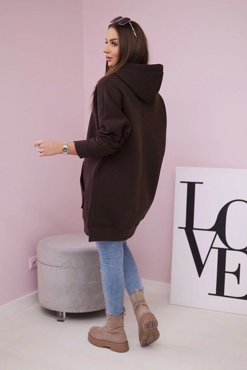 Insulated sweatshirt with slits on the sides 9319 / – Brown цвет / color | Lexline Fashion