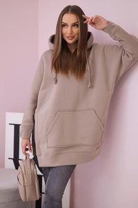Insulated sweatshirt with slits on the sides 9319 / – Dark || beige цвет / color | Lexline Fashion
