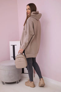 Insulated sweatshirt with slits on the sides 9319 / – Dark || beige цвет / color | Lexline Fashion