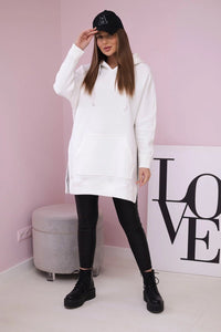 Insulated sweatshirt with slits on the sides 9319 / – Ecru цвет / color | Lexline Fashion