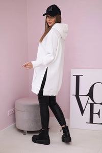 Insulated sweatshirt with slits on the sides 9319 / – Ecru цвет / color | Lexline Fashion