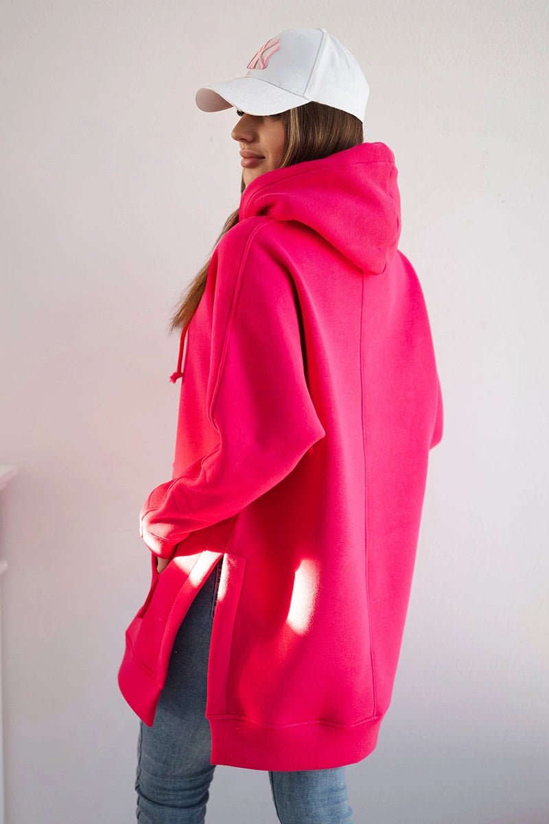 Insulated sweatshirt with slits on the sides 9319 / – Fuchsia цвет / color | Lexline Fashion