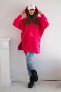 Insulated sweatshirt with slits on the sides 9319 / – Fuchsia цвет / color | Lexline Fashion