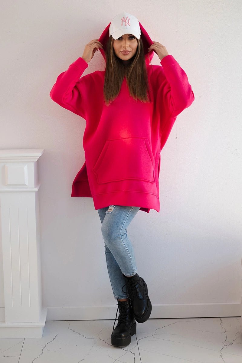 Insulated sweatshirt with slits on the sides 9319 / – Fuchsia цвет / color | Lexline Fashion