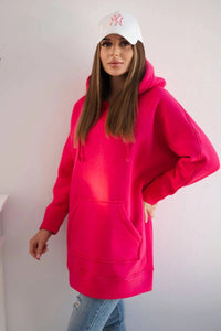 Insulated sweatshirt with slits on the sides 9319 / – Fuchsia цвет / color | Lexline Fashion