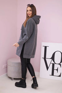 Insulated sweatshirt with slits on the sides 9319 / – Graphite цвет / color | Lexline Fashion