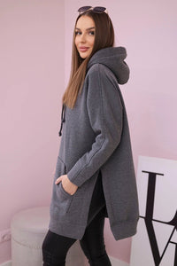 Insulated sweatshirt with slits on the sides 9319 / – Graphite цвет / color | Lexline Fashion