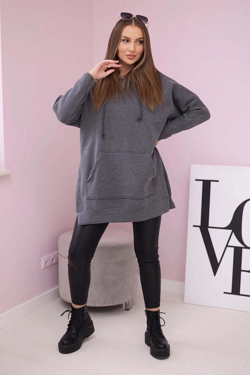 Insulated sweatshirt with slits on the sides 9319 / – Graphite цвет / color | Lexline Fashion