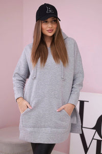 Insulated sweatshirt with slits on the sides 9319 / – Gray цвет / color | Lexline Fashion