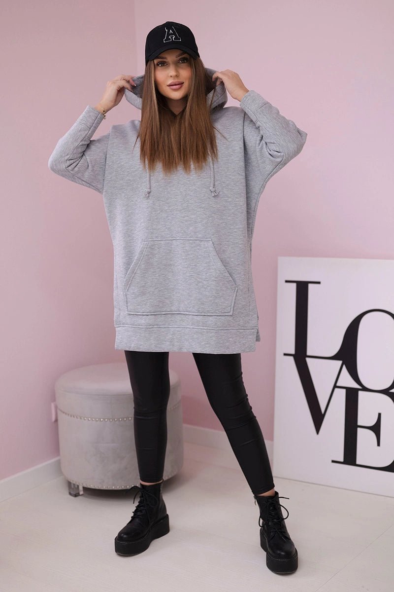 Insulated sweatshirt with slits on the sides 9319 / – Gray цвет / color | Lexline Fashion