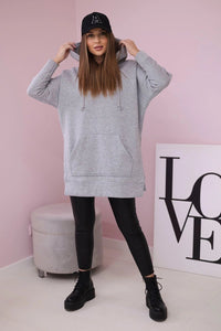 Insulated sweatshirt with slits on the sides 9319 / – Gray цвет / color | Lexline Fashion