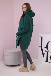 Insulated sweatshirt with slits on the sides 9319 / – Green || Dark цвет / color | Lexline Fashion
