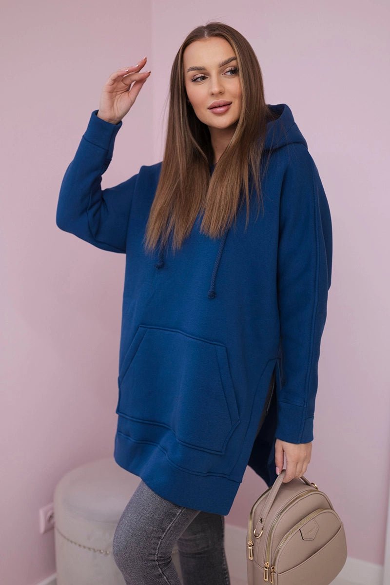 Insulated sweatshirt with slits on the sides 9319 / – Jeans цвет / color | Lexline Fashion