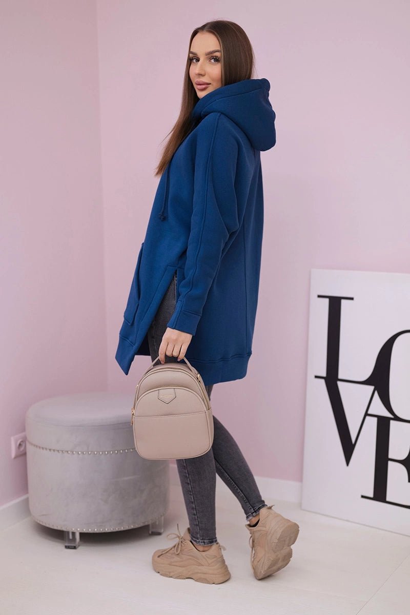 Insulated sweatshirt with slits on the sides 9319 / – Jeans цвет / color | Lexline Fashion