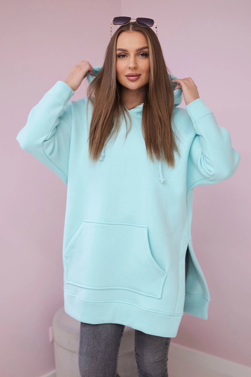 Insulated sweatshirt with slits on the sides 9319 / – Mint цвет / color | Lexline Fashion