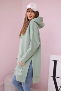 Insulated sweatshirt with slits on the sides 9319 / – Mint || Dark цвет / color | Lexline Fashion