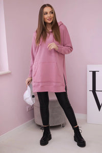 Insulated sweatshirt with slits on the sides 9319 / – Pink || Dark цвет / color | Lexline Fashion