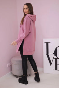 Insulated sweatshirt with slits on the sides 9319 / – Pink || Dark цвет / color | Lexline Fashion