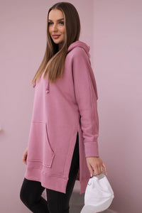 Insulated sweatshirt with slits on the sides 9319 / – Pink || Dark цвет / color | Lexline Fashion