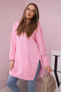 Insulated sweatshirt with slits on the sides 9319 / – Pink || Light цвет / color | Lexline Fashion