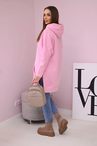 Insulated sweatshirt with slits on the sides 9319 / – Pink || Light цвет / color | Lexline Fashion