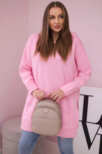Insulated sweatshirt with slits on the sides 9319 / – Pink || Light цвет / color | Lexline Fashion