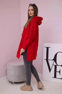 Insulated sweatshirt with slits on the sides 9319 / – Red цвет / color | Lexline Fashion