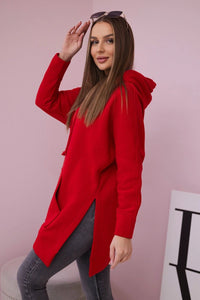 Insulated sweatshirt with slits on the sides 9319 / – Red цвет / color | Lexline Fashion