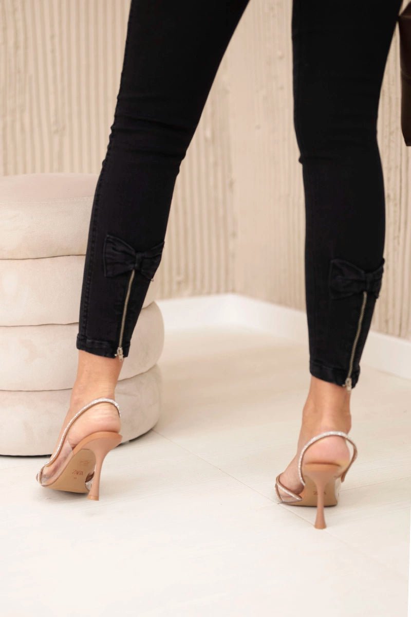 Jeans with a bow 3653 / – Black цвет / color | Lexline Fashion