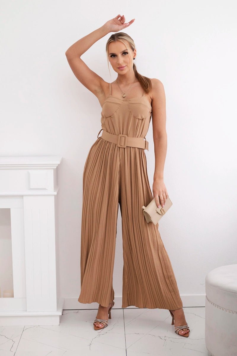 Jumpsuit with straps 6886 / – Camel цвет / color | Lexline Fashion
