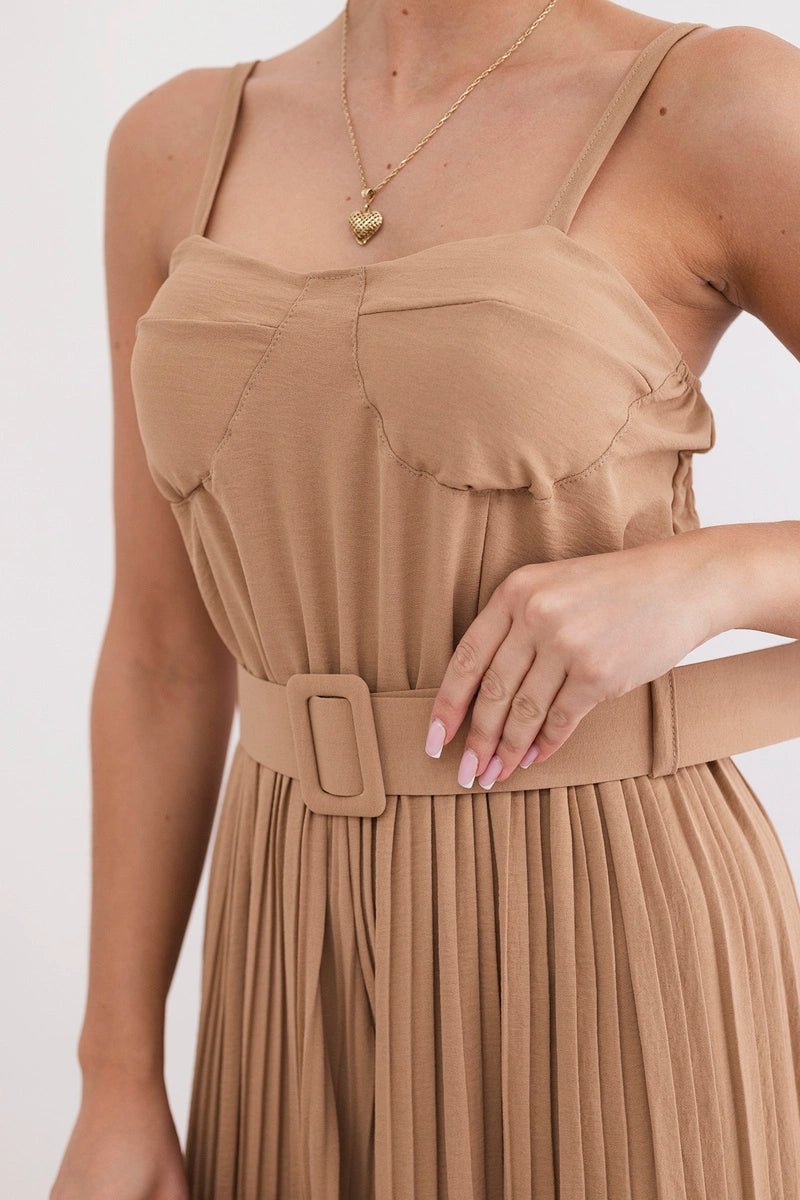 Jumpsuit with straps 6886 / – Camel цвет / color | Lexline Fashion