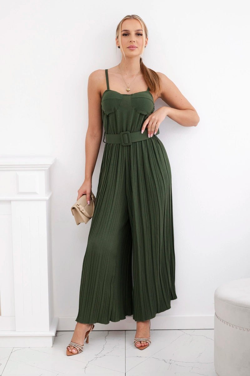 Jumpsuit with straps 6886 / – Khaki цвет / color | Lexline Fashion
