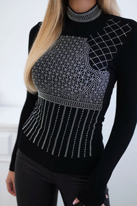 Knitted blouse 9636 / – Black цвет / color | Lexline Fashion