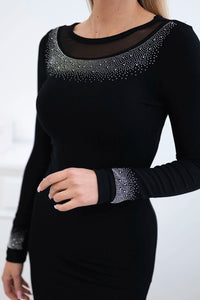 Knitted dress with a small pattern 9649 / – Black цвет / color | Lexline Fashion