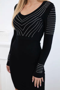 Knitted dress with silver pattern 9645 / – Black цвет / color | Lexline Fashion