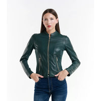 Leather jacket Made in Italy NLLP01 - 25 / – Green цвет / color | Lexline Fashion