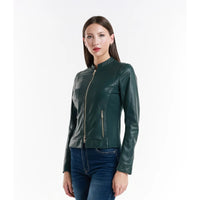 Leather jacket Made in Italy NLLP01 - 25 / – Green цвет / color | Lexline Fashion