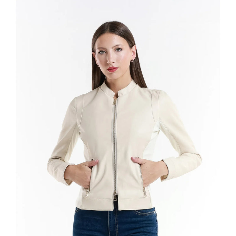 Leather jacket Made in Italy NLLP01 - 25 / – White цвет / color | Lexline Fashion