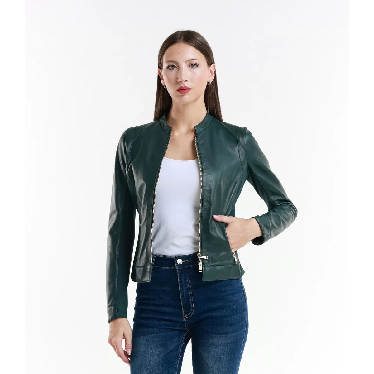 Leather jacket Made in Italy NLLP01 - 25 / – White цвет / color | Lexline Fashion