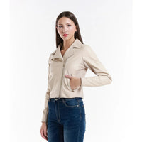 Leather jacket Made in Italy NLLP01 - 29 / – Beige цвет / color | Lexline Fashion