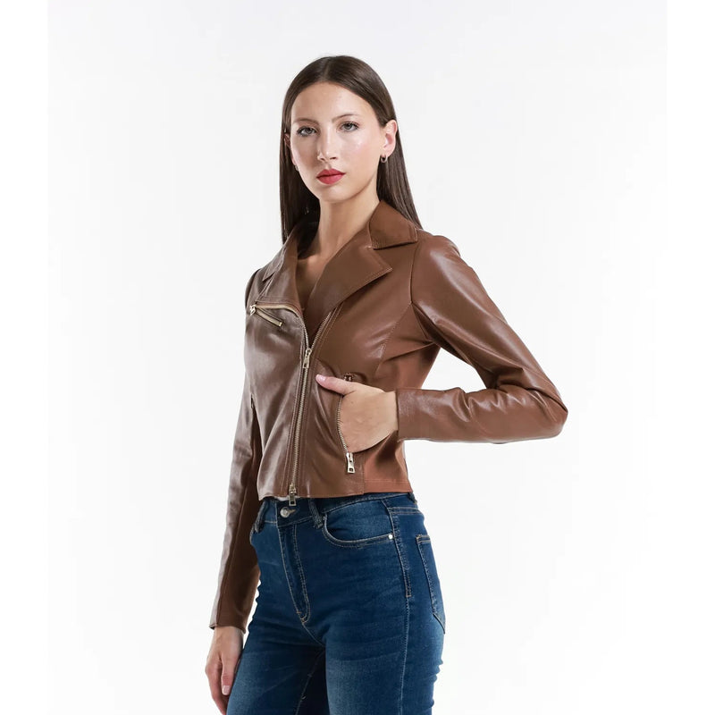 Leather jacket Made in Italy NLLP01 - 29 / – Cappuccino цвет / color | Lexline Fashion