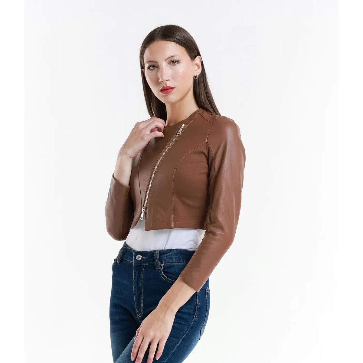 Leather jacket Made in Italy NLLP01 - 30 / – Beige цвет / color | Lexline Fashion