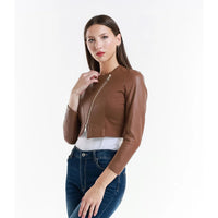 Leather jacket Made in Italy NLLP01 - 30 / – Beige цвет / color | Lexline Fashion