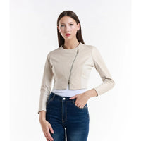 Leather jacket Made in Italy NLLP01 - 30 / – Beige цвет / color | Lexline Fashion