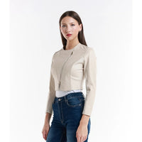Leather jacket Made in Italy NLLP01 - 30 / – Beige цвет / color | Lexline Fashion