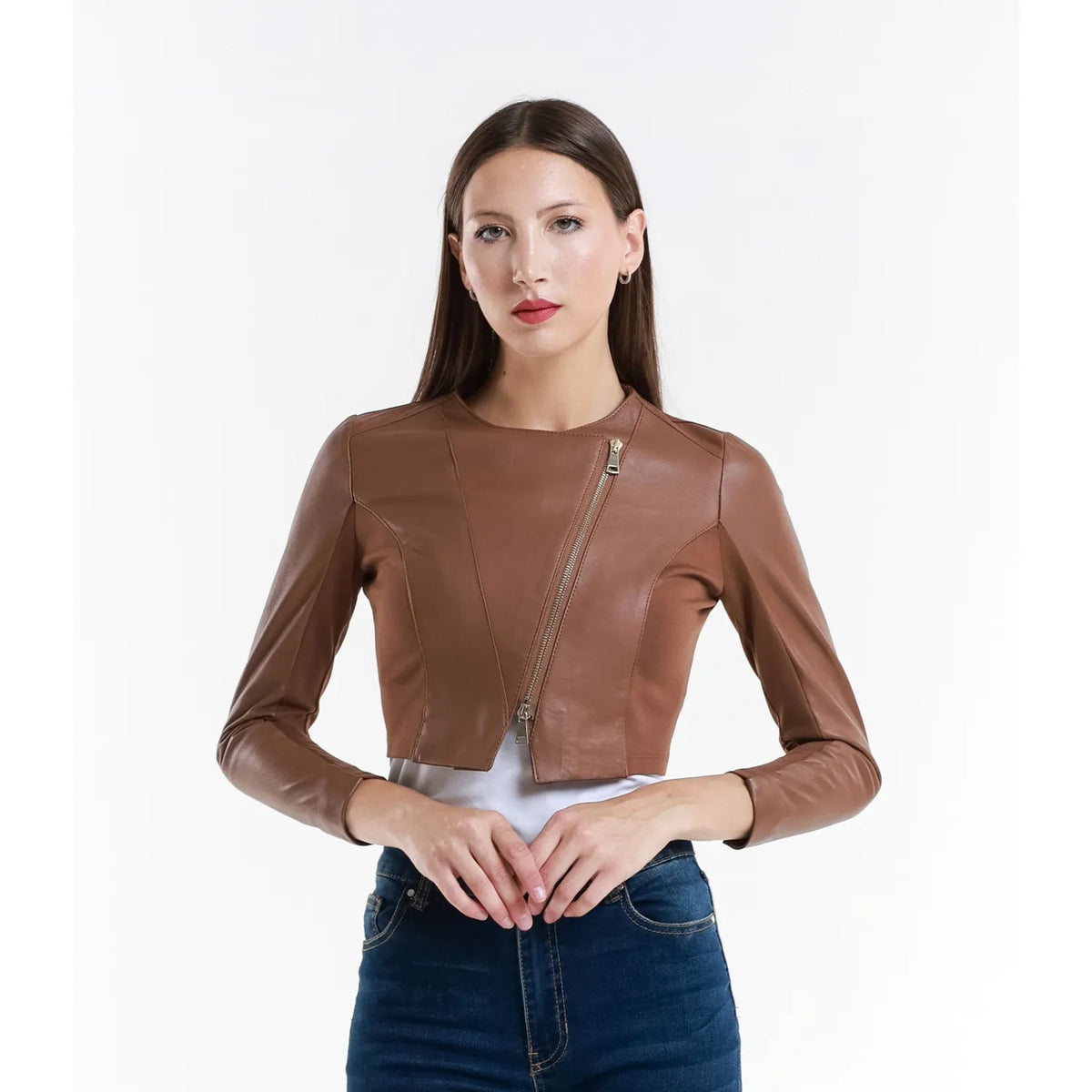 Leather jacket Made in Italy NLLP01 - 30 / – Beige цвет / color | Lexline Fashion