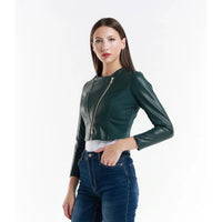 Leather jacket Made in Italy NLLP01 - 30 / – Green цвет / color | Lexline Fashion