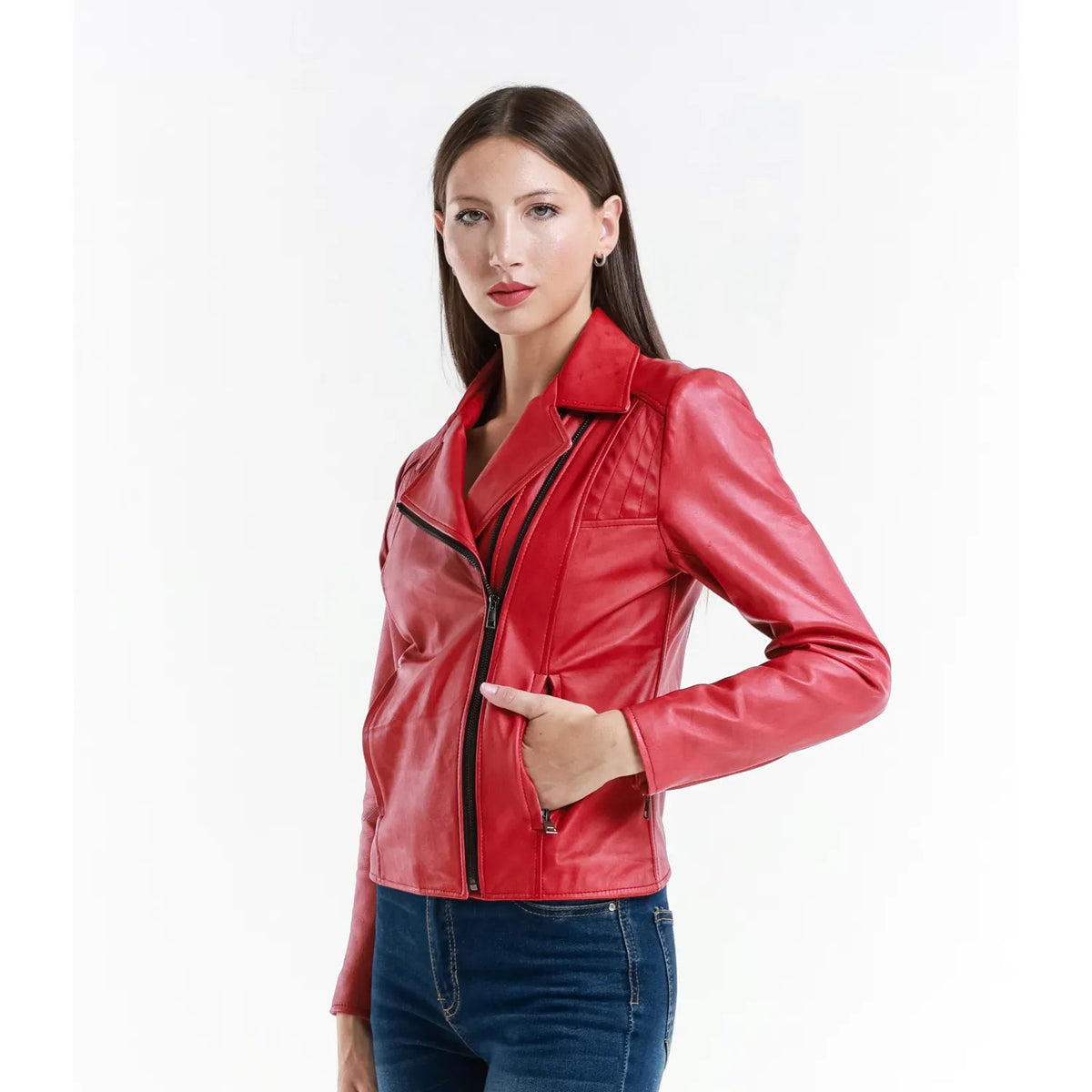Leather jacket Made in Italy NLLP01 - 6 / – Red цвет / color | Lexline Fashion